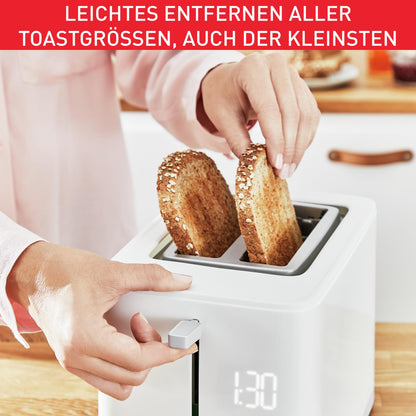 Tefal TT6931 Sense Toaster | 7 browning levels | Digital display | Countdown | Reheat/Defrost | Crumb tray | Stop button | White