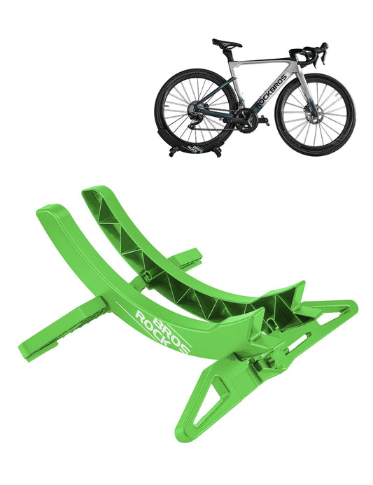 ROCKBROS Bike Floor Stand, adjustable bike stand for all 26-80mm wide bike tires for storage of MTBs and road bikes indoors Green.