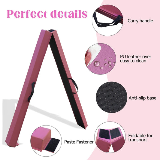 SportBob Balance Beam for Kids, foldable gymnastics beam 300cm PU leather balance beam for home training. Suitable for children's fitness and gymnastics.