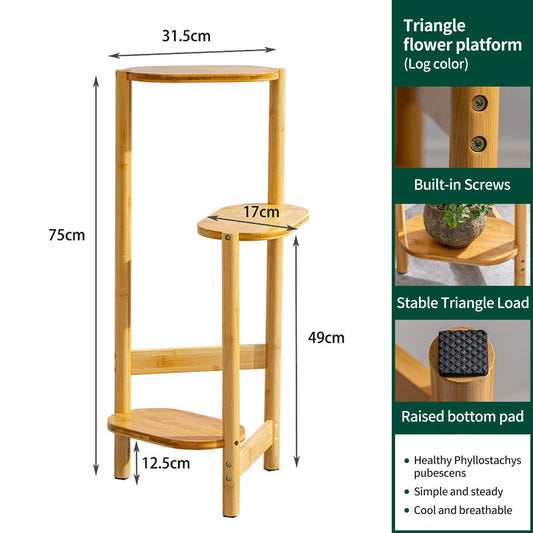 Nisorpa 3-tier Wood Plant Stand, Corner Flower Shelf, Outdoor Indoor Flower Ladder, Multi-layer Flower Stand, Step Flower Rack for Garden Balcony Living Room