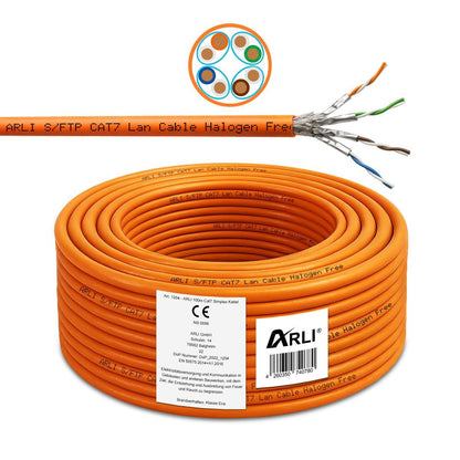 ARLI CAT 7 Ethernet Cable 100m Network Cable CAT.7 LAN Halogen-Free Installation Cable SFTP S/FTP CAT7 PIMF Cable Network Cabling Data Cable AWG23/1 Shielded Gigabit Copper Ethernet Class F 100m