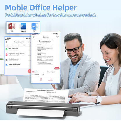 ASprink A4 Mobile Printer, M08f Bluetooth Multifunction Printer Supports A4 Thermopaper with a size of 8.27"X11.69", Thermal Printer, Compatible with Android and iOS for Phone and Laptop, M08F-BK