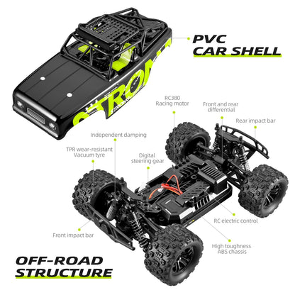 SupKonXi RC Car Remote Controlled, 4WD Off-road Vehicle, 40 km/h Racing Car, 1:18 Scale Monster Truck, 2.4GHz All Terrain RC Crawler, 2 Batteries 60 Minutes, Toy Car for Kids Adults