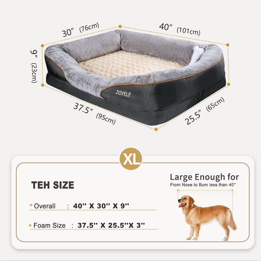 JOYELF XLarge Memory Foam Dog Bed Orthopedic Dog Bed & Sofa with removable washable cover and squeaky toy as a gift