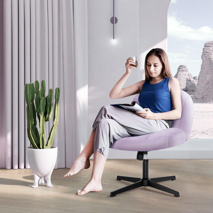 IWMH office chair without armrests, height adjustable swivel chair without casters, desk chair with fabric upholstery, ergonomic chair, reading chair with wider cushion for sitting cross-legged (Pink)