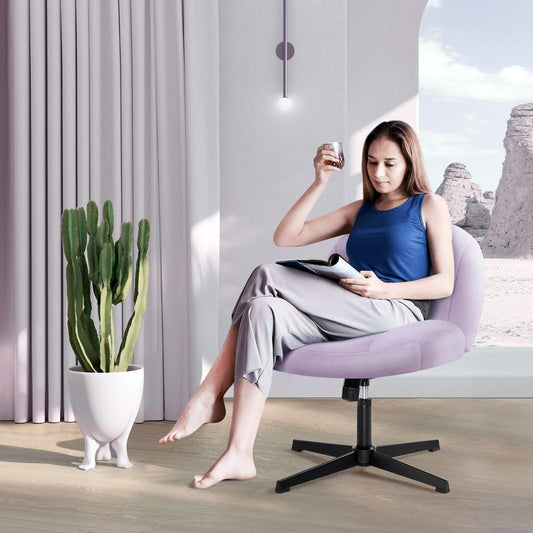 IWMH office chair without armrests, height adjustable swivel chair without casters, desk chair with fabric upholstery, ergonomic chair, reading chair with wider cushion for sitting cross-legged (Pink)