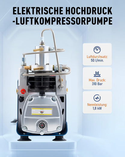 CREWORKS PCP Compressor 300bar Air Compressor 4500PSI High Pressure Pump 1800W Compressor High Pressure 30Mpa Dive Compressor Manual Stop for Paintball Air Rifle PCP Gun Air Pistol Diving Cylinder