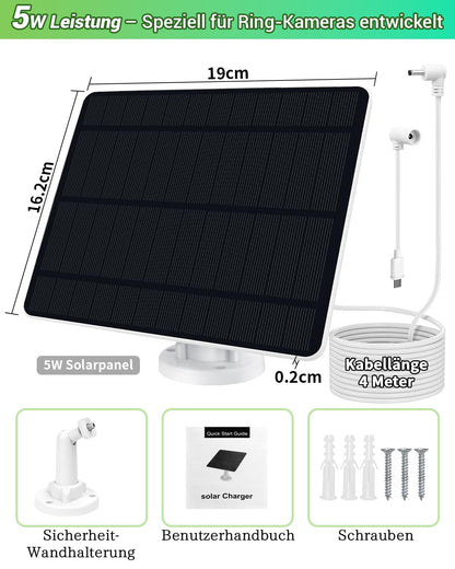 5W Solar Panel for Ring Camera - High performance solar module, IP65 waterproof & durable, solar panel for Ring Stick Up Cam/Pro Battery, Spotlight Cam/Pro/Plus Battery, 360° adjustable bracket (2)
