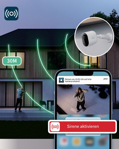 Arlo Pro 5 outdoor wireless surveillance camera X3 + certified SmartHub, 2K UHD, Black, Enhanced color night vision, 160° field of view, 2-way audio, with Secure Plan trial period