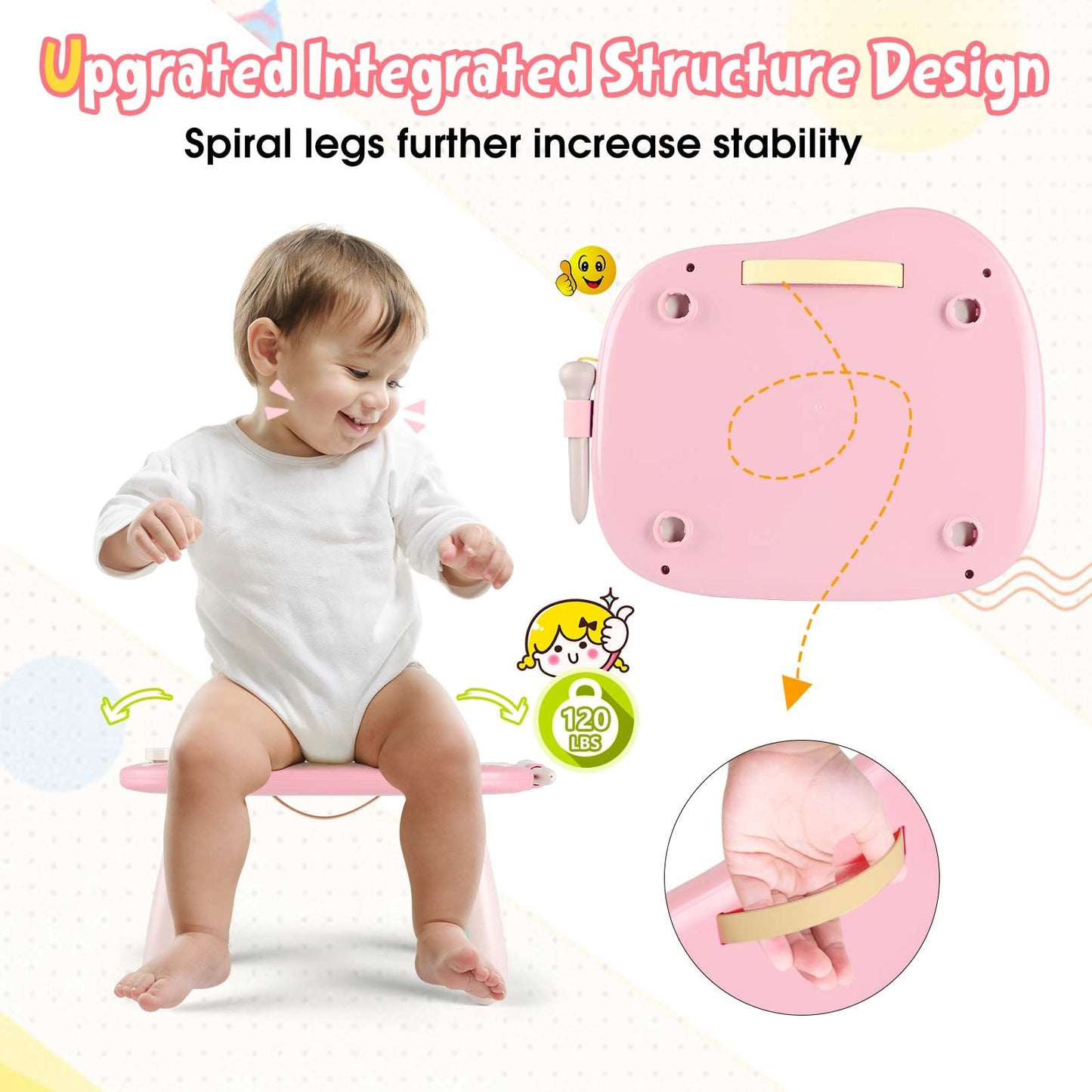 Smasiagon kids' toy for ages 1 and up, magnetic drawing board in colorful design with 4 legs, perfect gift for 1 2 3 year old girls and boys (pink)