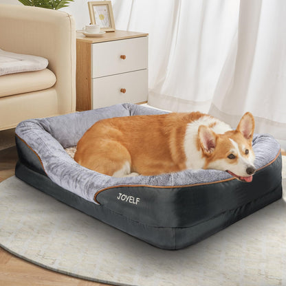 Joyelf dog bed made of memory foam, orthopedic dog bed & sofa with removable, washable cover and squeaky toy as a gift.