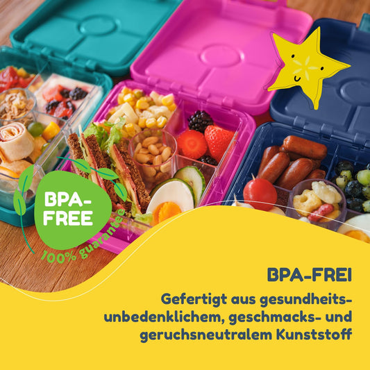 Easy snack box for kids with compartments, divided and leak-proof lunchbox for kindergarten/daycare, bento box for children, safe snack container lunchbox.