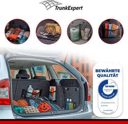 TrunkExpert trunk net compatible with Ford Kuga III SUV, from 2019, elastic luggage net organizer & security for car net storage, net bag with Velcro.