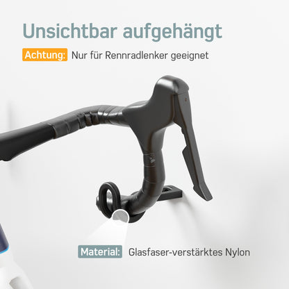 Borrow bike wall mount - road bike holder - frame and bike friendly up to 18 kg, minimalist - road bike wall mount horizontal