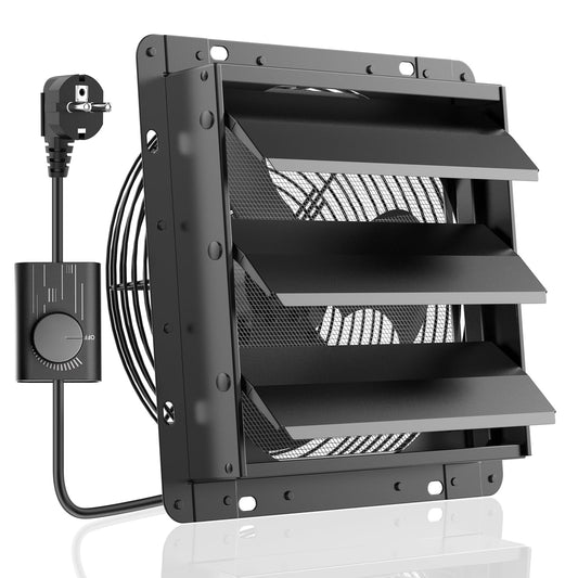 HG Power 250mm exhaust fan with speed controller industrial wall fan 1100m³/h wall ventilator adjustable with mesh screen aluminum window fan with EU plug for basement garage kitchen louvers