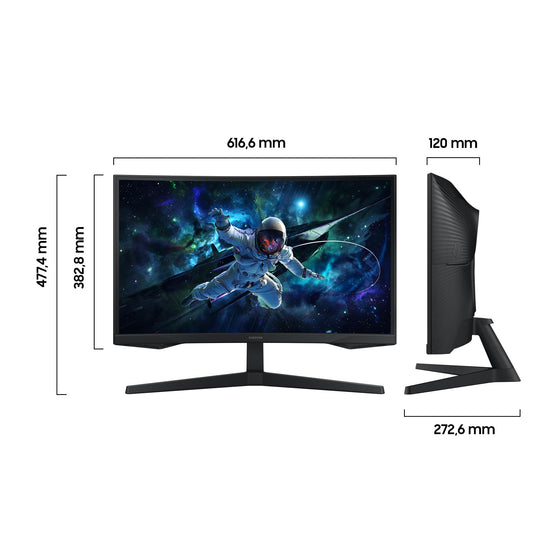 Samsung Odyssey G55C Curved Gaming Monitor, 27 inches, VA panel, 2560 x 1440 pixels, 1000R radius, HDR10, AMD FreeSync, 165 Hz refresh rate, 1ms response time (MPRT)