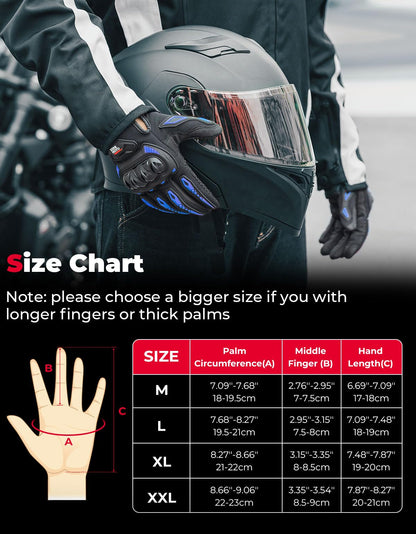 KEMIMOTO Motorcycle Gloves Men, Motorcycle Gloves Summer with Knuckle Protector and Touchscreen, Breathable Outdoor Gloves for Men and Women, for Motorcycle, Bicycle, Scooter, Hunting
