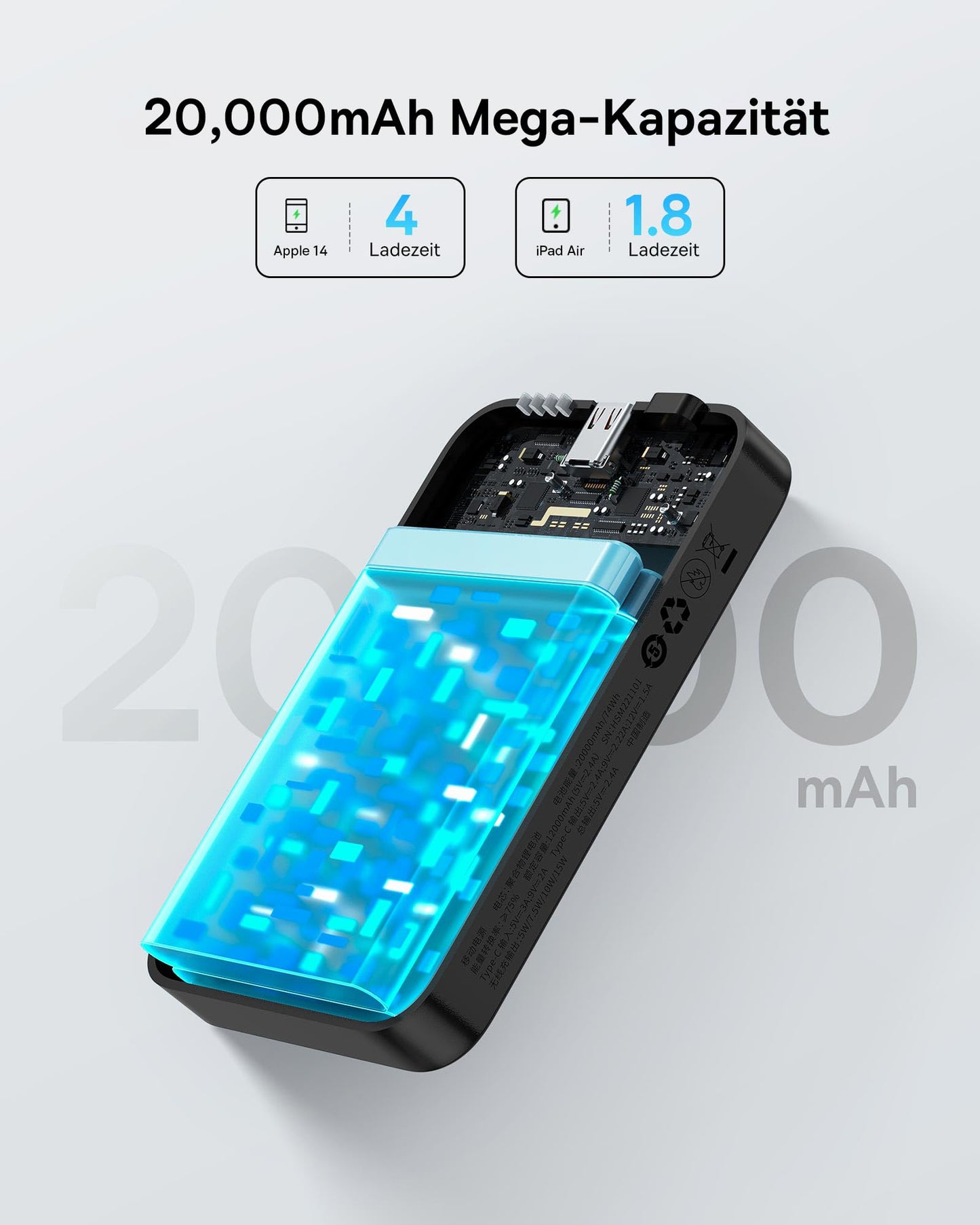 Baseus Magsafe Powerbank, 20000mAh Magnetic Powerbank Fast Charging, PD 20W Wireless Powerbank with USB-C, External Battery for iPhone 15/14/13/12 Series