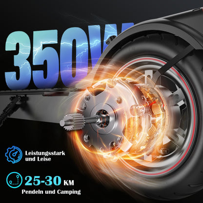 Street-legal E scooter, ABE electric scooter with load capacity up to 120kg, 30km range, LED lights, 20km/h max speed, 350W motor, 8.5 inch honeycomb tires, dual braking system. Adult electric scooter.