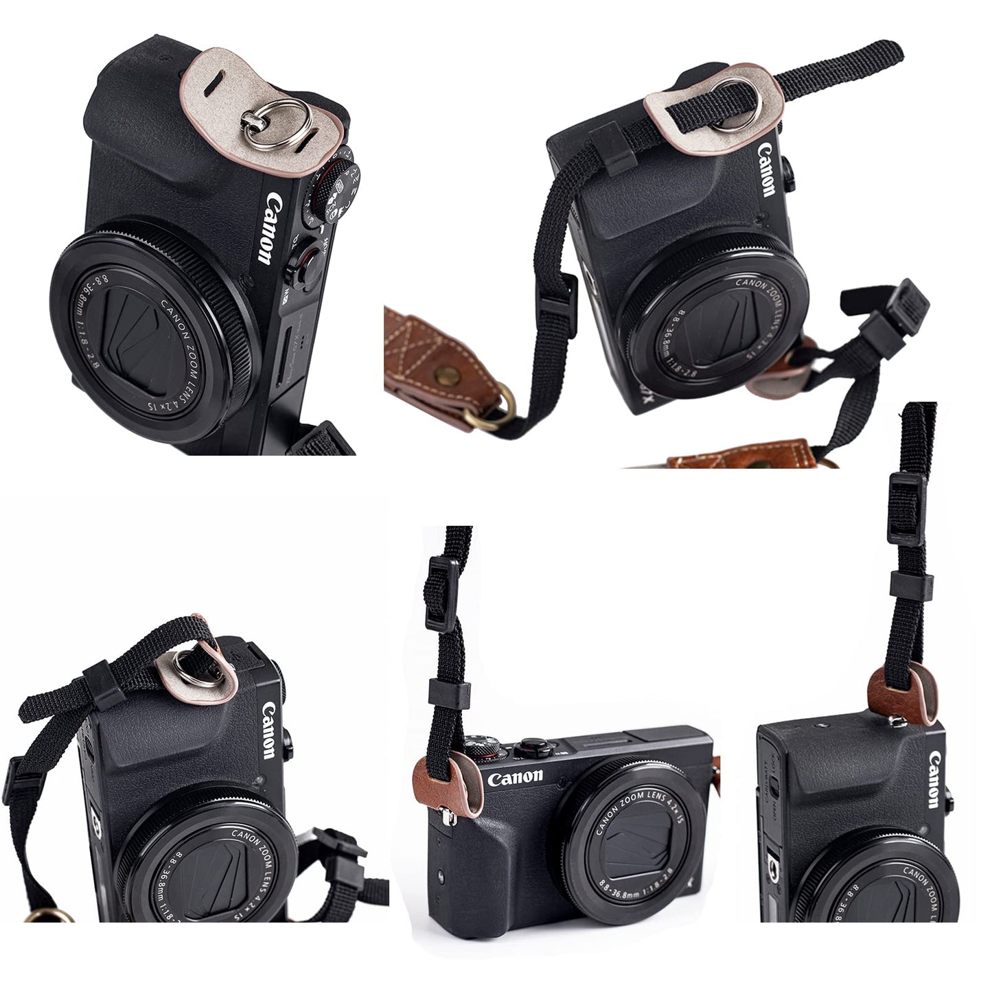 Kinokoo camera bag for Canon G7X / G7X II / G7X III digital camera, Vintage Buffalo PU leather G7X Mark III G7X Mark II protective case with adjustable shoulder strap - Brown