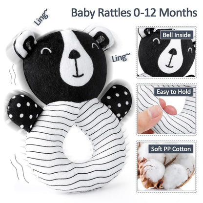 Joyreal Stroller Toy - Black White Toy Fabric Book, Contrast Book Baby, Contrast Cards Baby, Sensory Contrast Toy, Newborn