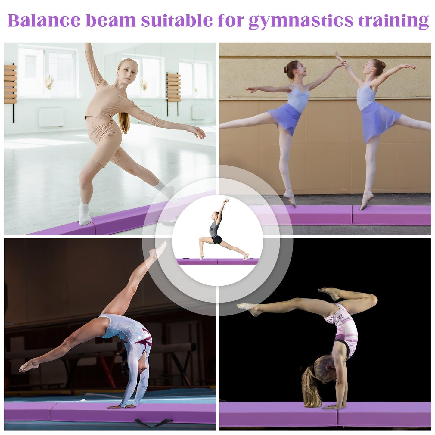 SportBob balance beam children's foldable balance beam 240cm PU leather balance beam for home practice balance beam training beam for children, fitness/training/gymnastics
