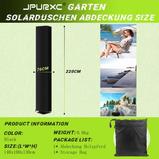 Tinsel covers for outdoor showers, heavy-duty 600D Oxford cover for solar shower with UV and PU coating and high tear resistance, with drawstring and storage bags (220x67cm)