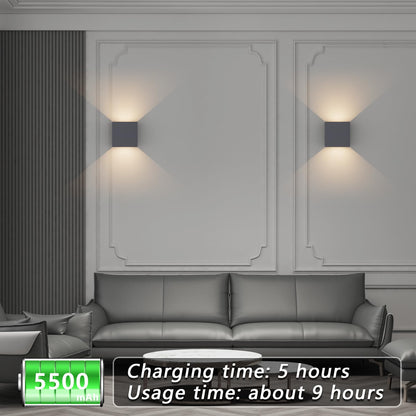 Klighten 2-piece Battery Wall Light with Motion Sensor, 3000K Wireless Wall Lamp, 5500mAh Rechargeable Wall Light with USB-C, Adjustable Beam Angle Indoor Wall Light for living spaces and more. Anthracite