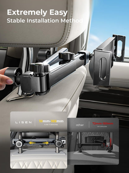LISEN iPad Tablet Holder Car Center, Universal Car Phone Holder Organizer Accessory Interior Extendable Car for Tablet Holder Car Travel Accessory for iPad Air/Samsung/and 4.7-11 Inch