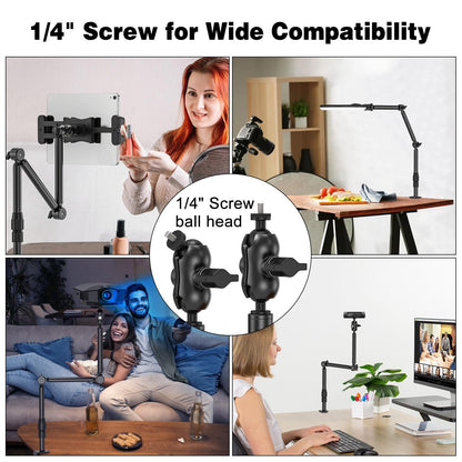 Rodison webcam stand holder, 78.4 cm desk camera mount with 1/4'' screws for DSLR cameras, ring light, projector, Logitech webcam, handycam, GoPro Hero 8 7 6 5.