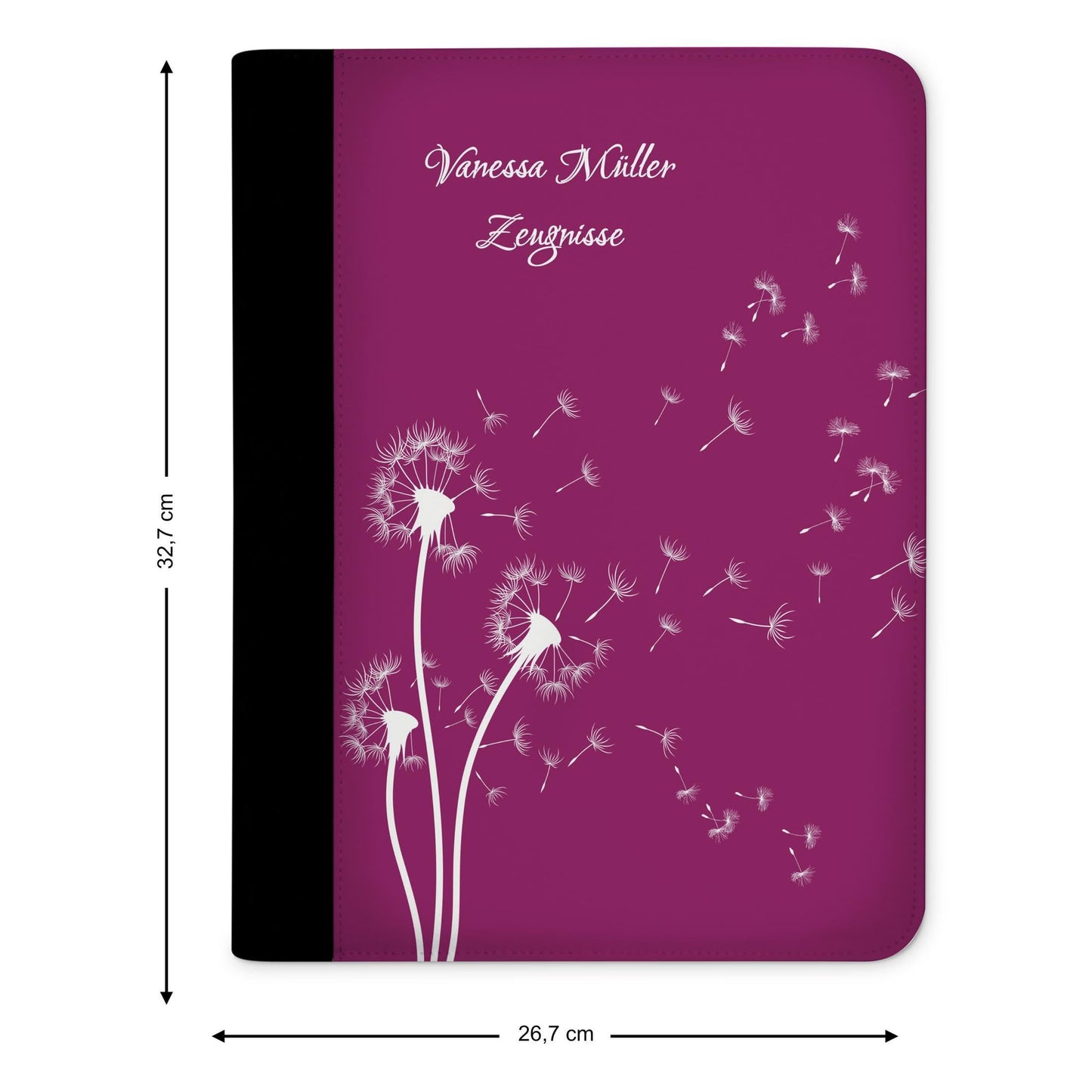 CreaDesign customizes A4 certificate folder for kids 26.7x32.7x1 cm, display book with 10 clear pockets, expandable up to 20 pockets, blackberry dandelion design, document holder for students