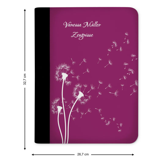 CreaDesign customizes A4 certificate folder for kids 26.7x32.7x1 cm, display book with 10 clear pockets, expandable up to 20 pockets, blackberry dandelion design, document holder for students