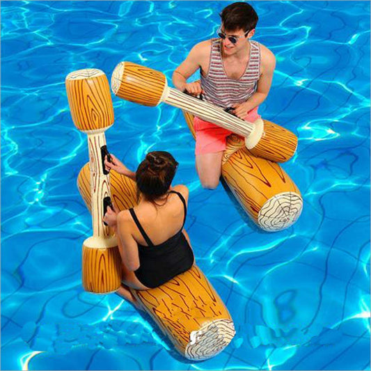 LONEEDY 2-piece set inflatable swimming row toys, adult and children pool party water sports games lying rafts float toys (yellow)