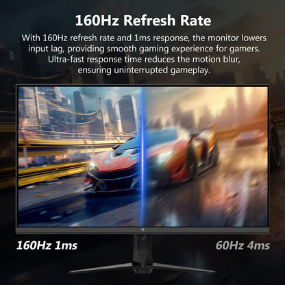Z-Edge 27 inch 4K Monitor with 160Hz refresh rate and 1ms response time. Features a 3840x2160 IPS panel, LED display, 450cd/m² brightness, 1.07 billion colors, HDR10, FreeSync, HDMI & DisplayPort, VESA compatible. Color: Black.