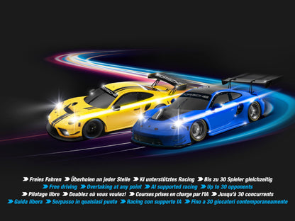 Carrera HYBRID Runway Chase - Next generation racing fun - Legendary Porsche 911 GT3 R in 1:50 scale - Hybrid technology with AI support - Smartphone app control - Amazon Exclusive