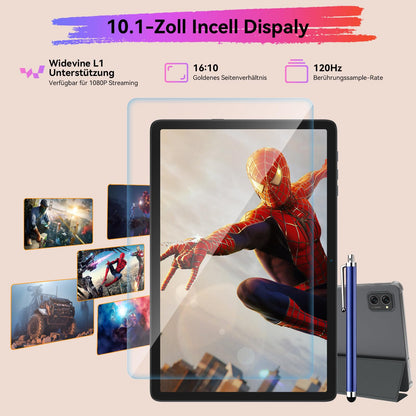 TABWEE Android 15 tablet with keyboard - 24GB RAM+256GB ROM (2TB TF), Octa-Core, gaming tablet 10 inches, 5000mAh, 8MP+5MP, Gemini AI, Widevine L1, 5G WiFi, GPS, Face ID (2-year warranty)