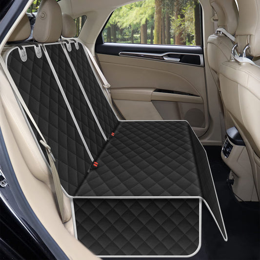 Alfheim dog car seat cover, waterproof and non-slip back seat cover, scratch-resistant and washable dog car seat cover protection universal for trucks, SUVs (black)