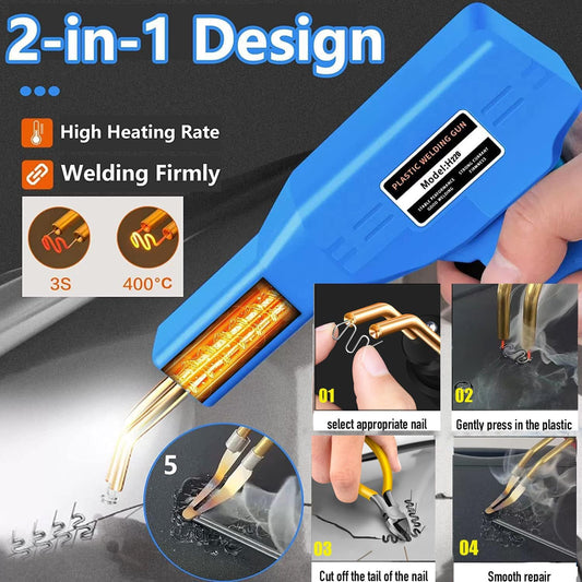 220W Plastic Welder 2-in-1 Car Plastic Repair Kit with 800PCS 6 Types Welding Staples & 2pcs Welding Rods, Plastic Welding Car Plastic Repair Kit for repairing car bumpers