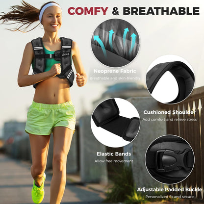 BAGAIL Weighted Vest for Strength Training, Adjustable Chest Size, Convenient Pocket, Weighted with Iron Sand, Perfect for Gym Workouts, Yoga, & Aerobics, Black