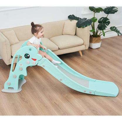 Baby Vivo Kids Slide Children's Slide Garden Slide Toddler Slide Plastic Dolphin rounded corners & edges for Indoor & Outdoor in turquoise