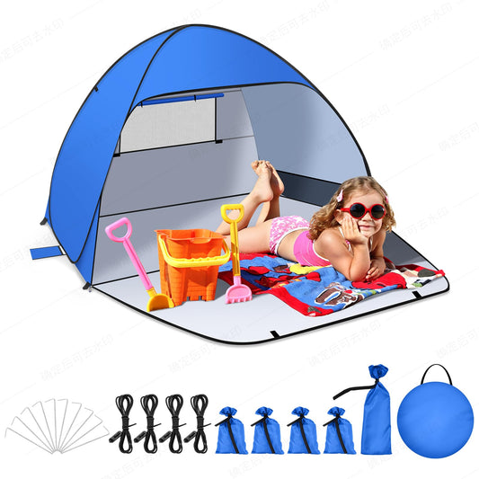 Jsdoin Beach Shelter Pop Up with UV Protection, Pop Up Tent Beach Tent, Suitcase Suitable Tent for L (2-3) People/XL (3-4) People incl. Pop-up Beach Tent for Camping Garden Families with Carry Bag.