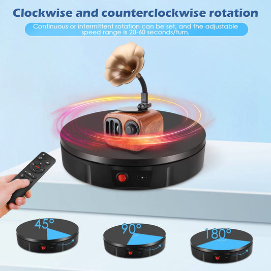 PanT Electric Rotating Display Stand, 360 degrees, 30 cm, Black, 100 kg Capacity, Remote Control, Stable Rotation, Perfect for Exhibitions, Shop Windows, Product Presentations