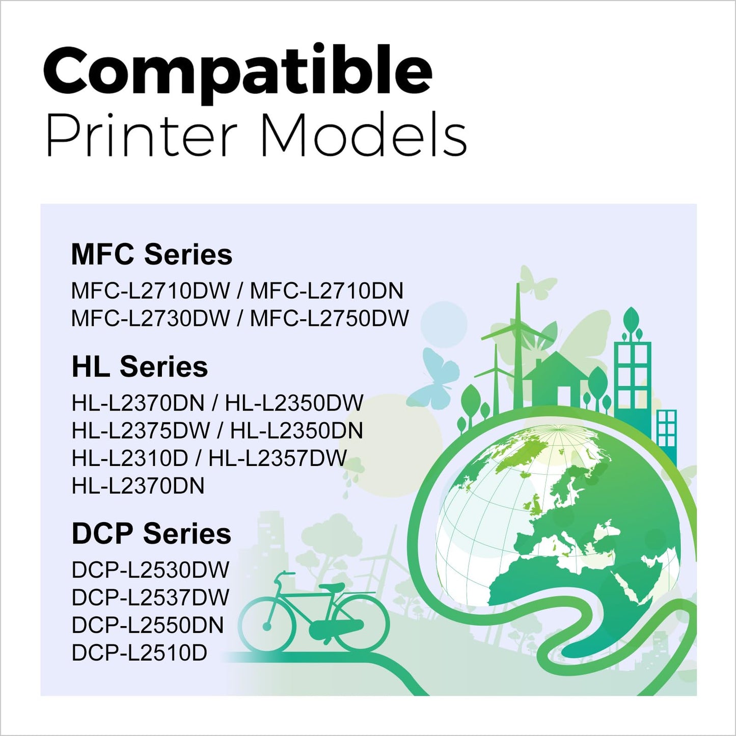 MYCARTRIDGE TN2420 compatible toner cartridge for Brother TN-2420 TN-2410. Compatible with Brother MFC-L2710DW, MFC-L2710DN, HL-L2350DW, HL-L2375DW, DCP-L2530DW. Includes 2 black cartridges.
