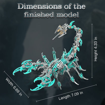 Metallic Scorpion 3D Metal Puzzle Kits for Adults Teens - 454 Pieces - Mechanical Assembly Models - 4 Hours Build Decorations (Green)