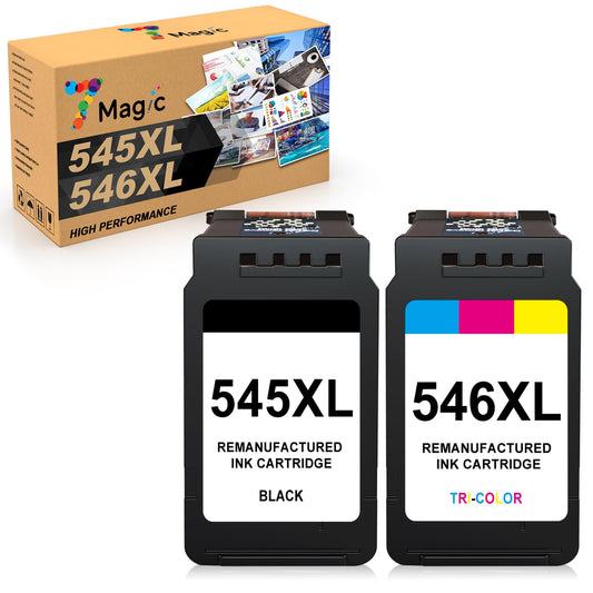 7Magic PG-545XL CL-546XL Replacement for Canon Printer Cartridges 545 546 XL Multipack Compatible for Canon Pixma TS3450 TS3451 TS3350 TS3351 TS3150 TR4550 TR4650 MG3050 MX495 MG2550s (Black, Color)