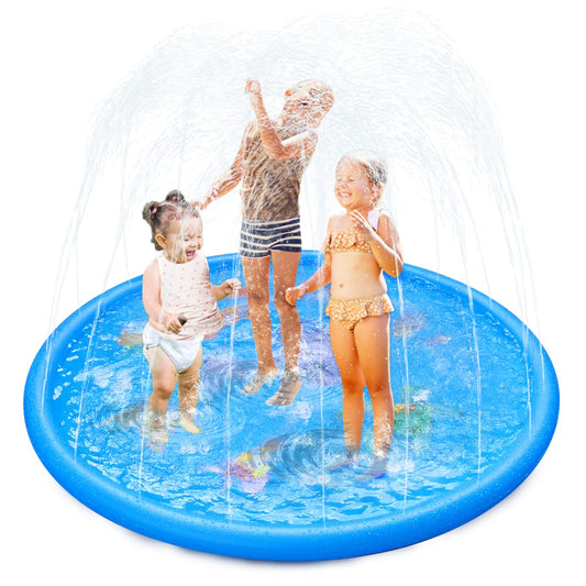 Anpro 170CM Splash Pad, Sprinkler Water Play Mat Splash Play Mat with 15 Anti-Slip Strips, Summer Garden Water Toy for Baby, Kids, Dogs, and Pets.