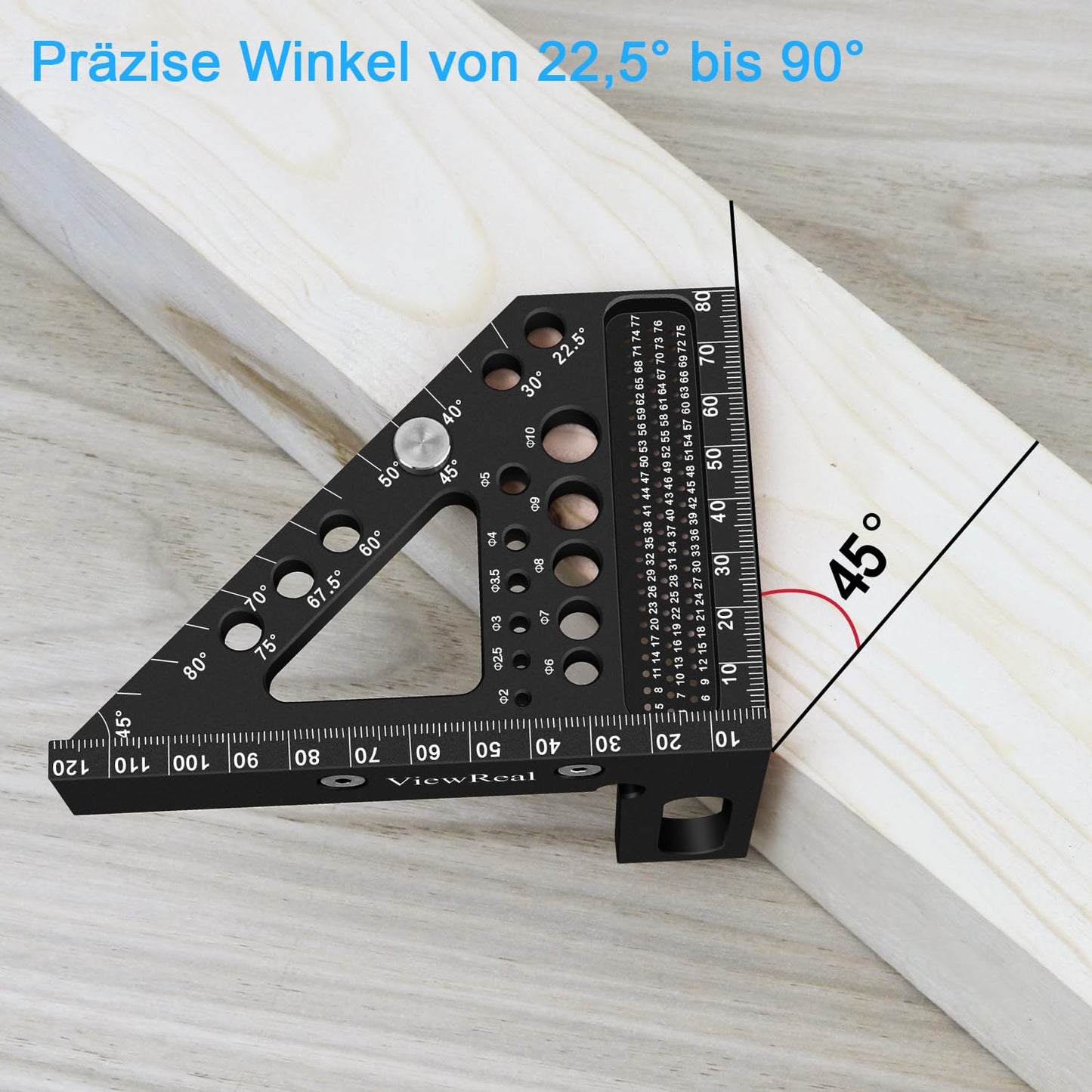 3D miter angle multifunctional 22.5-90 degree angle gauge aluminum alloy high precision layout measuring tool marking tool woodworking measuring tools for carpenters, engineers black
