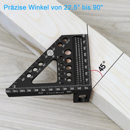3D miter angle multifunctional 22.5-90 degree angle gauge aluminum alloy high precision layout measuring tool marking tool woodworking measuring tools for carpenters, engineers black