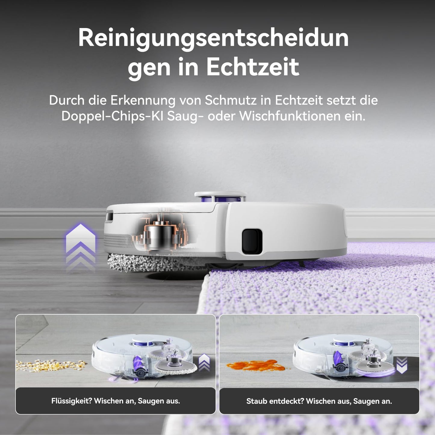 NARWAL Freo Z Ultra robot vacuum cleaner with mopping function, dual AI system, AI-adaptive hot water mopping and drying, 12,000 Pa suction power, Zero Tangling Brush 2.0, Intelligent APP (White).