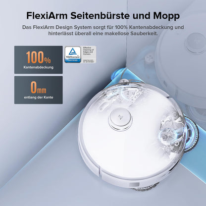 Roborock Qrevo Edge S5A robot vacuum with mopping function, Dual Anti-Tangle System, 18,500Pa suction power, FlexiArm Design for edge cleaning, lift-up mop for 75℃ hot water mopping (White)